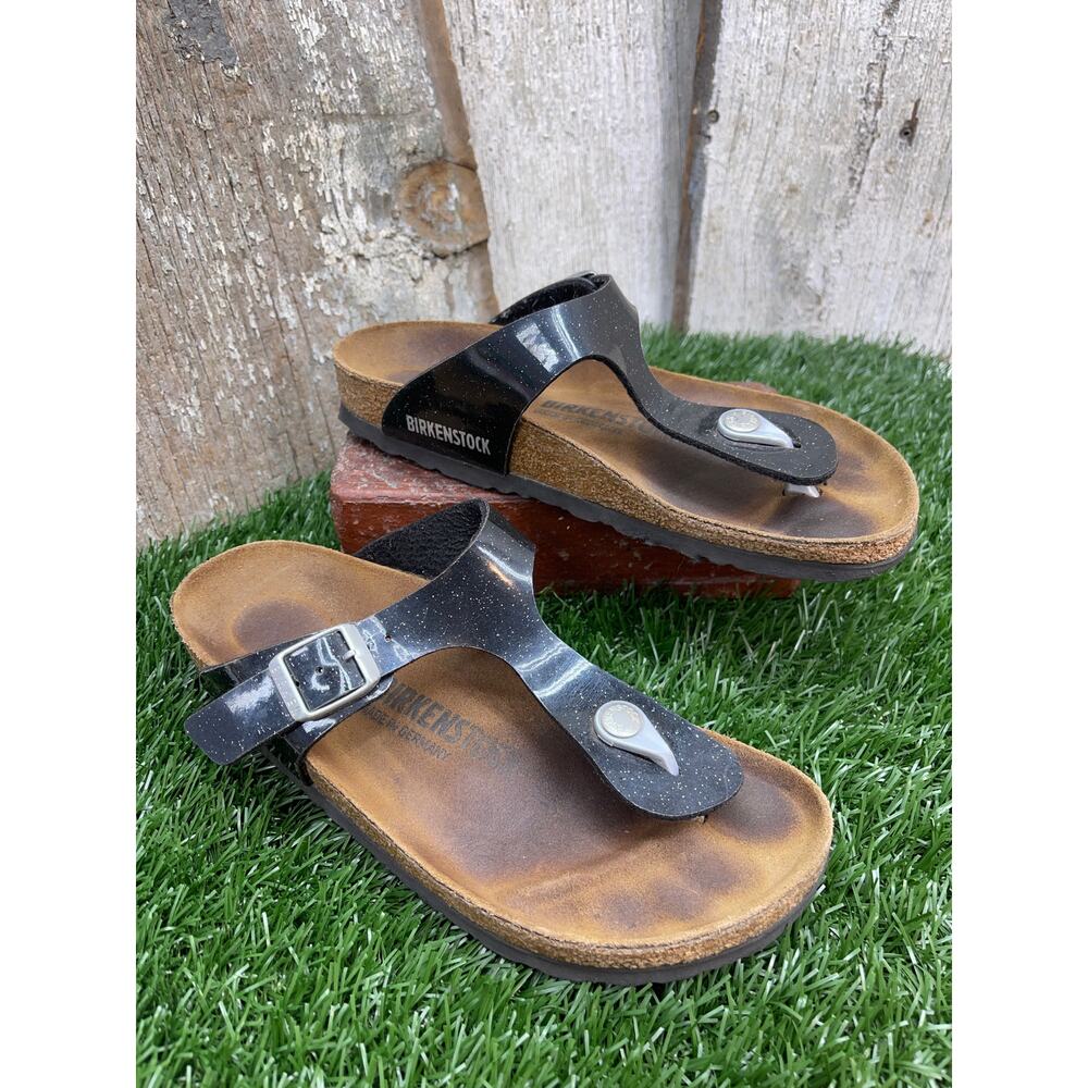 Birkenstock Gizeh Birko Flor Black Glitter Sandals EU37 Narrow